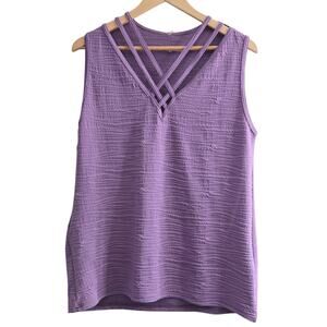 Laura Hlavac Sleeveless Top‎ Purple Size L Stretch Athleisure NWT